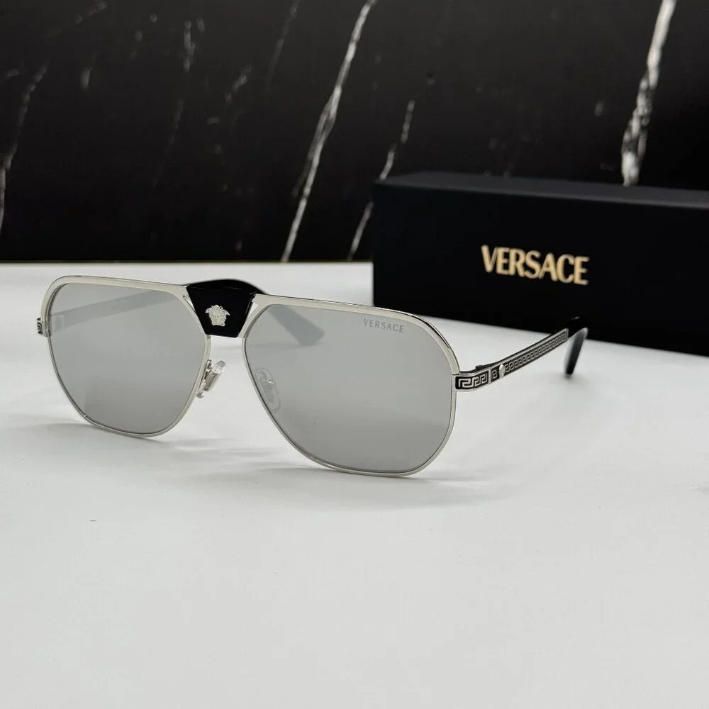 NEW VERSACE VE2294 1000/6G SUNGLASSES MOD 2294 SILVER MEN EYEWEAR VE2294 10006G